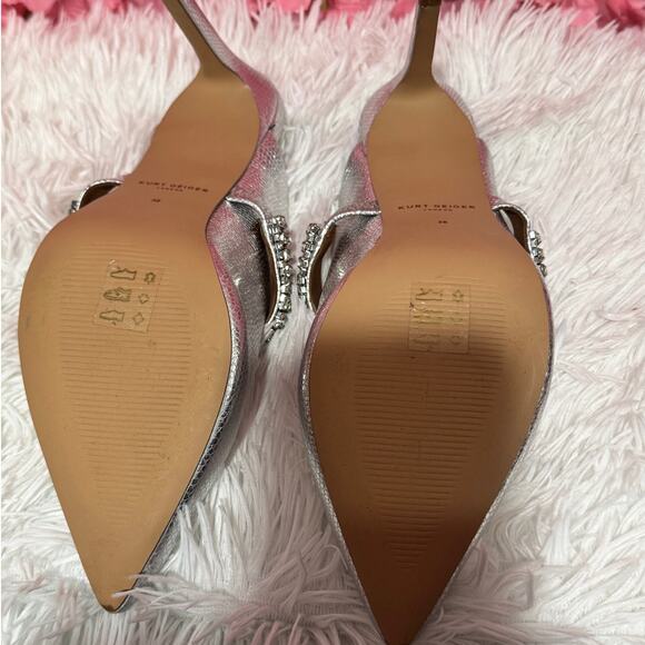 KURT GEIGER Duke Pointed Toe Heels Silver Sz 38 NEW - Picture 9 of 9